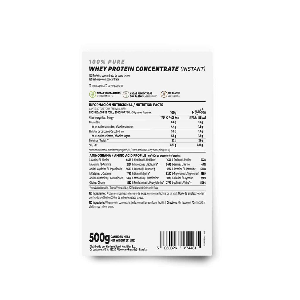 100% WHEY PROTEIN CONCENTRATE 500g SIN SABOR