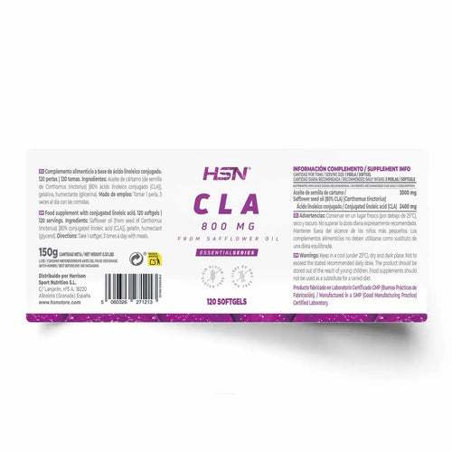 HSN CLA VEGANO 800mg (ÁCIDO LINOLEICO CONJUGADO) - 120 perlas