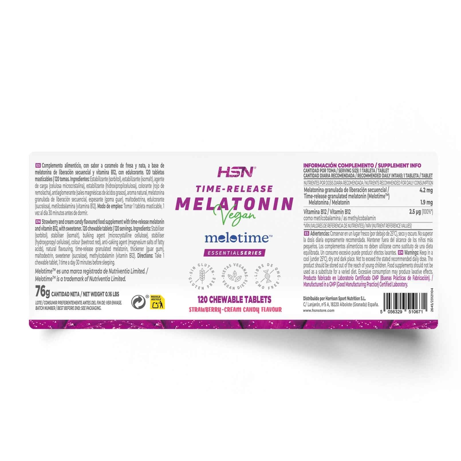 HSN MELATONINA DE LIBERACIÓN SECUENCIAL (1,9mg Melotime™) - 120 tabletas masticables