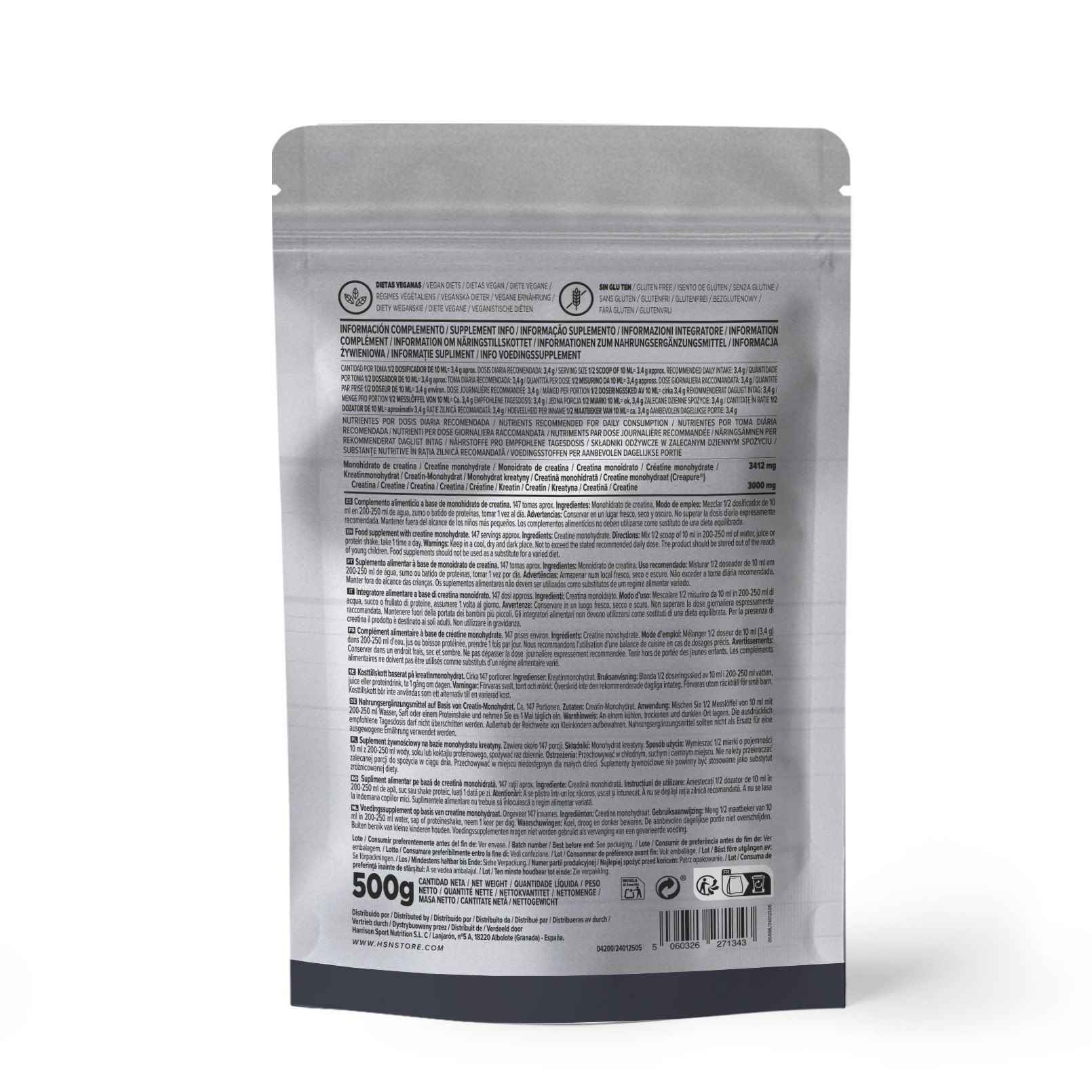 HSN CREATINA EXCELL (100% Creapure®) EN POLVO 500g