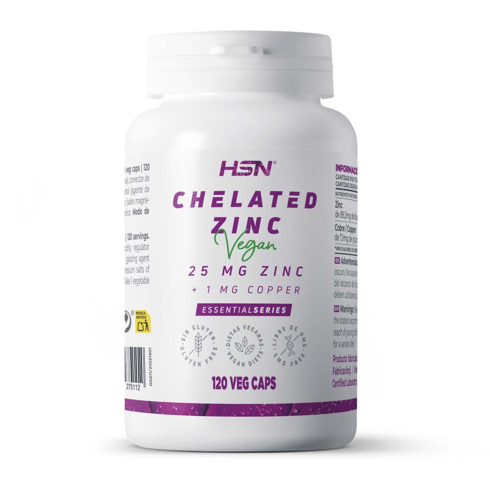 BISGLICINATO DE ZINC (25mg ZINC) - 120 veg caps