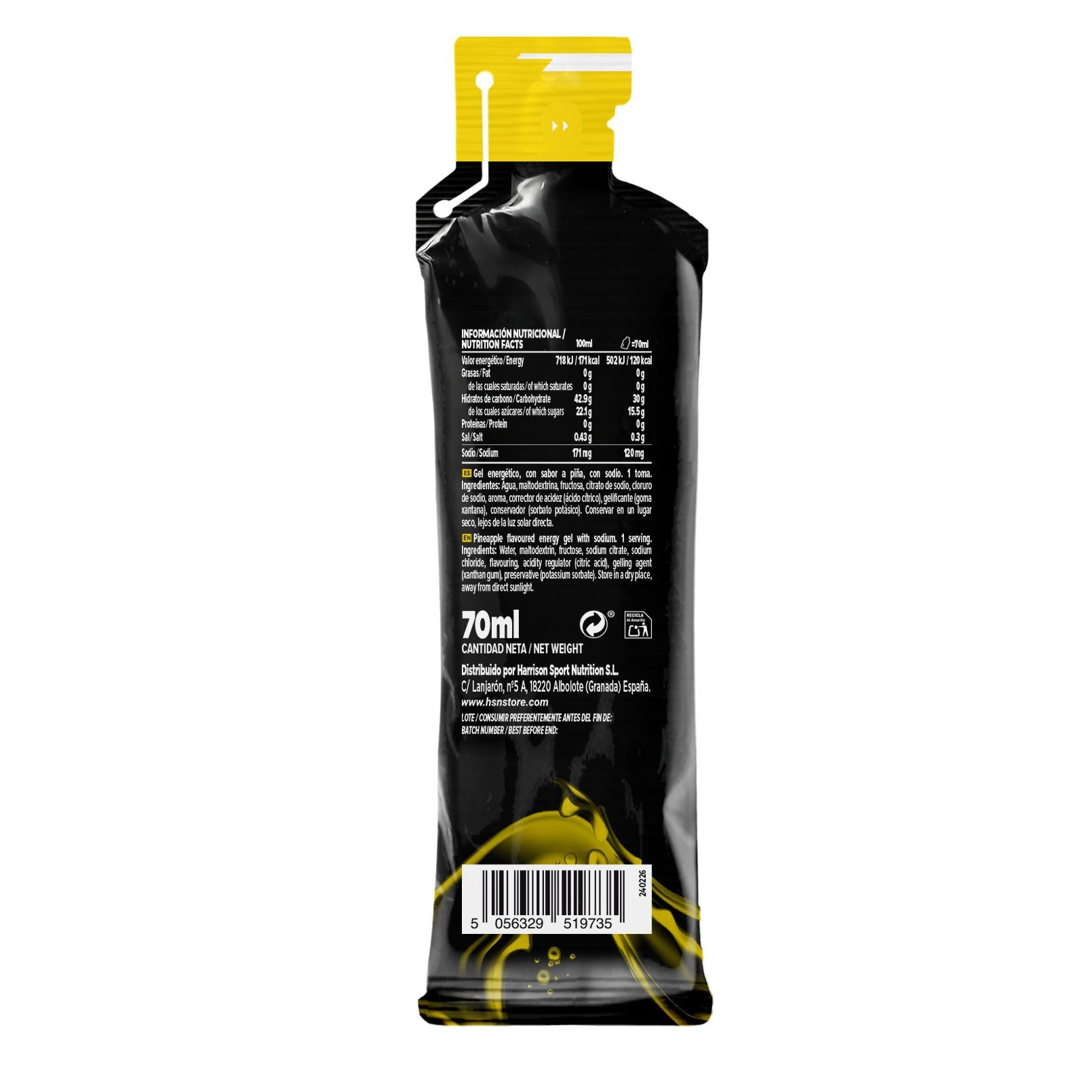 EVOENERGY HYDROGEL SIN CAFEÍNA - PIÑA