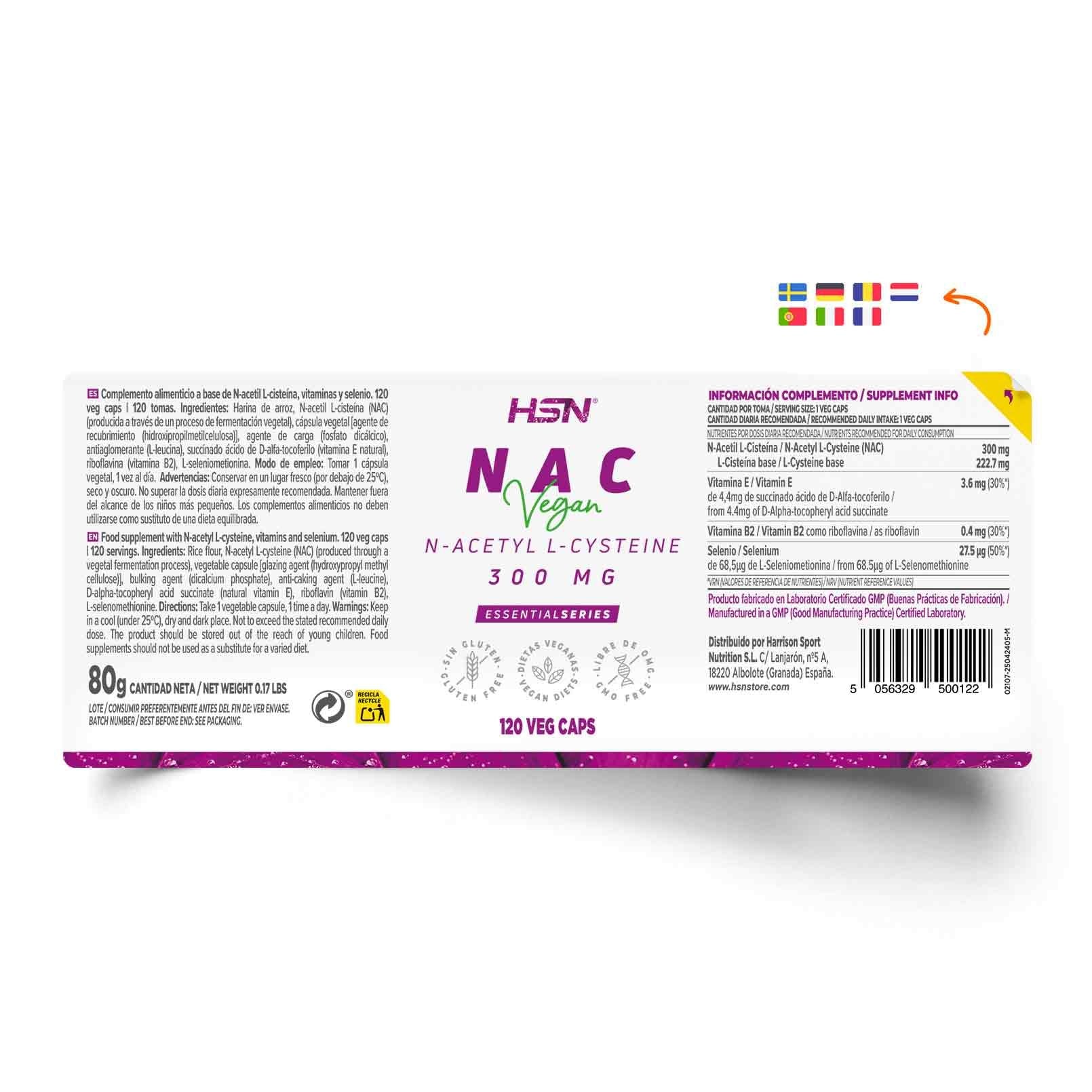 HSN NAC (N-ACETIL-L-CISTEINA) 300mg - 120 caps