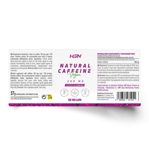 HSN CAFEÍNA NATURAL 200 mg - 120 caps
