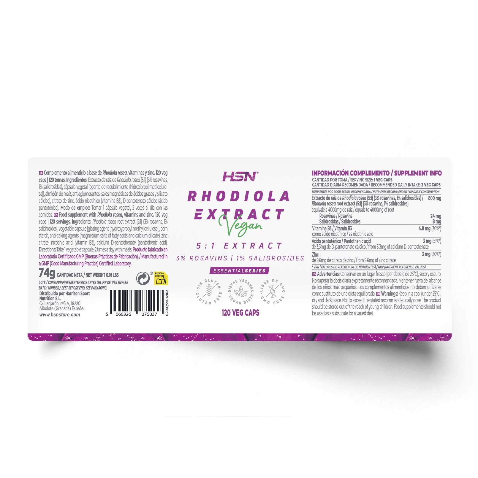 HSN EXTRACTO DE RHODIOLA ROSEA (5:1) 400mg - 120 caps